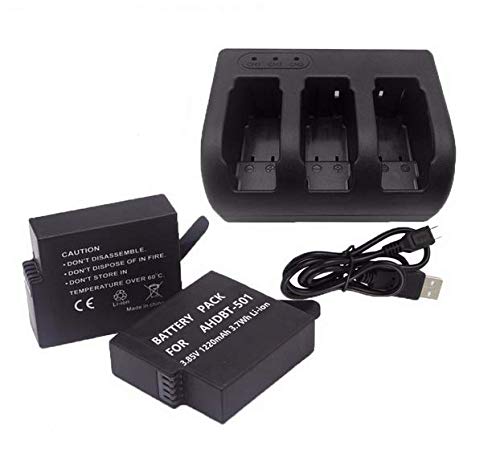 eWINNER hero 5 battery 2X1220mAh bateria hero5 Gopro5 battery + 3-way charger Compatible with Go Pro Hero5 HERO 5 HERO 6 HERO 7 camera accessories