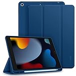 CACOE Case Compatible with iPad 9th/8th/7th Generation (2021/2020/2019), 10.2 Inch Case with Pencil Holder, Soft TPU Back Cover Auto Wake/Sleep, Sea Blue