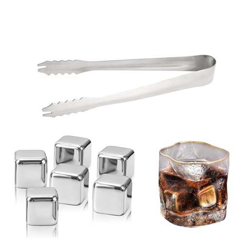 Kühlsteine Für Getränke Edelstahl 8 Stück Eiswürfel Edelstahl 304, Mit Clip, Eiswürfel Whisky Steine, Für Wein, Wodka, Likör, Getränkesaft