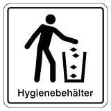 Aufkleber Hinweis Symbol „Hygienebehälter“ Schild Folie selbstklebend | 5-30cm Made in Germany, Größen Name: 10x10cm