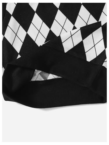 SOLY HUX Women's Sweater Vest Argyle Plaid Sleeveless Crew Neck Preppy Knitted Crop Tank Top4