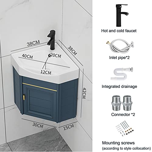 Mueble de baño de pared con lavabo de cerámica para lavadero compacto 3