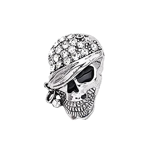 Broche de calavera gótico con cristal y diamantes de imitación para ropa y chaquetas de cuero