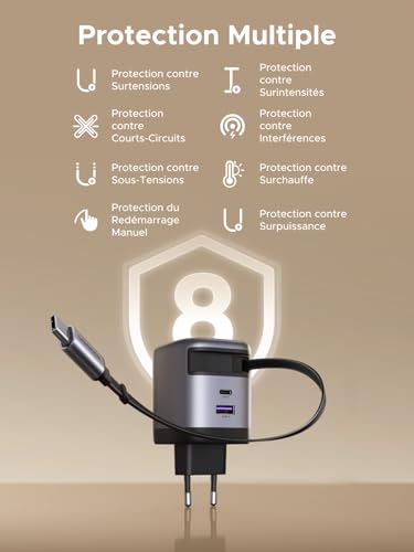 Fini les câbles emmêlés avec le chargeur USB C 65W rétractable pour smartphone - 7