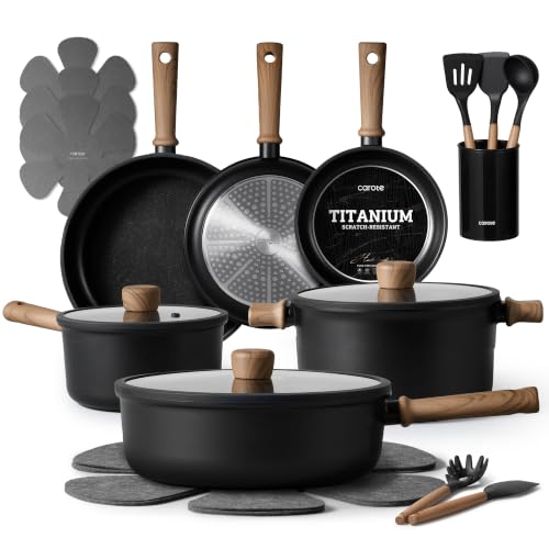 CAROTE 21pcs Pots and Pans Set, Nonstick Cookware Sets
