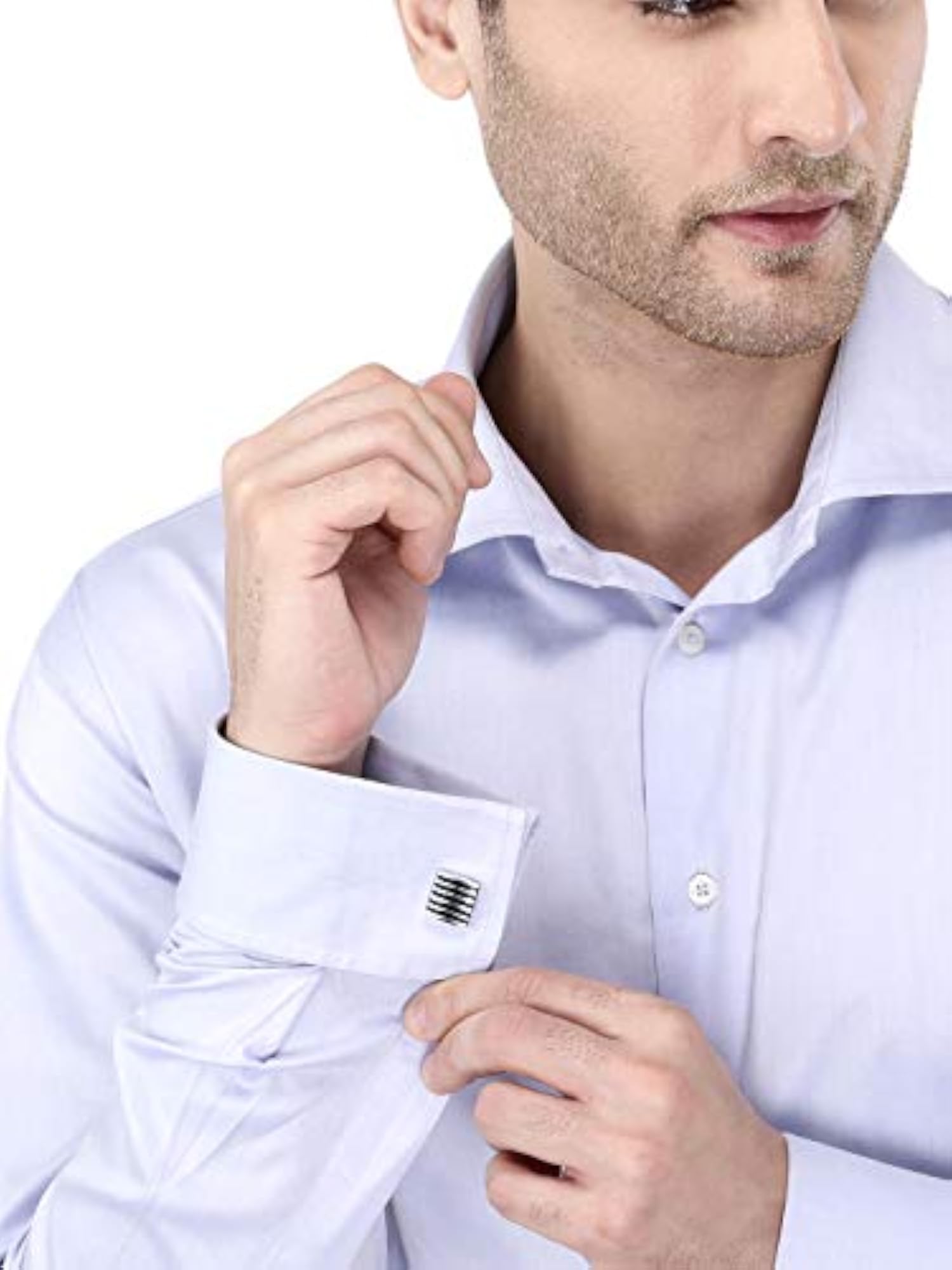 Cufflinks for Men, Black Striped Enamel Finish