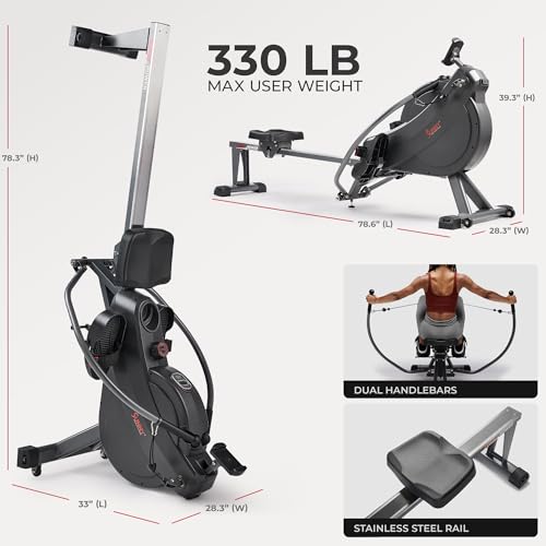 Image of Sunny Health & Fitness Smart 360 Dual-Function Magnetic Rowing Machine, Full-Motion Workout with 51-Inch Extended Rail, Total-Body Training for Home, Free SunnyFit APP Connection