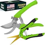 Pruning Shears & Gardening Scissors Set - 7' Titanium Coated Sharp Garden Clippers, Stainless Steel Garden Shears for Plant - Garden Pruners, Florist Scissors with Non-Slip Grip