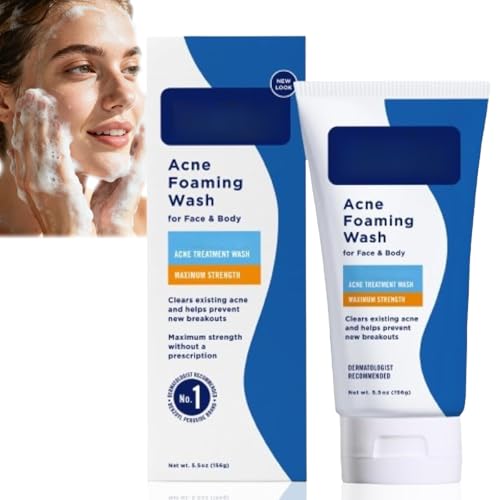 Acne Foaming Cleanser, Gentle Hydrating Acne Foaming Cleanser with Hyaluronic Acid, Fragrance-Free Sensitive Skin Face Wash for Oily & Dry Skin,Improve The Appearance of Acne-prone Skin