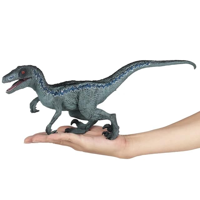 Image of Kawaii Kart - A Cart Full of Cuteness Blue Velociraptor Realistic Dinosaur Toy with Movable Mouth Textured Dinosaur Figure Prehistoric Animal Creatures Educational Toy for Kids & Adults