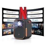 WEMAX Google TV Projector, Netflix Officially Licensed 4K Support, Mini Projector with Wifi and Bluetooth, Smart Movie Projector for Home Theater, 1080P Full HD, MAX 120' Display, Dolby Audio