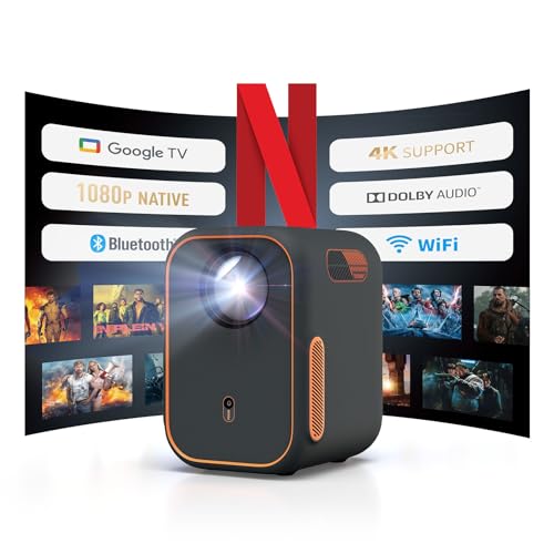 WEMAX Google TV Projector, Netflix Officially Licensed 4K Support, Mini Projector with Wifi and...
