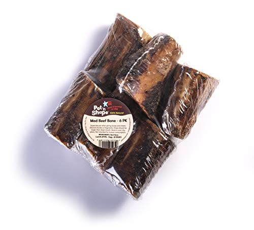 Pet 'n Shape Beef Bone Treat - Made & Sourced in The USA - All Natural Dog Chewz, Medium, 6 Count