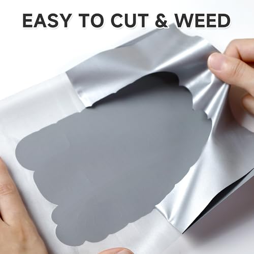 Image of RENLITONG Silvery HTV Iron on Vinyl 12Inch by 10ft Roll HTV Heat Transfer Vinyl for T-Shirt HTV Vinyl Rolls for All Cutter Machine - Easy to Cut & Weed for Heat Vinyl Design