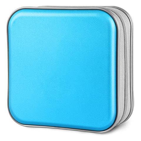 Siveit DVD Case CD Case Case Holders DVD Binder Wallet Hard Plastic 48 Capacity CD/DVD Disc Cases Storage Binder for Car Home Office Travel (Sky Blue) Cover