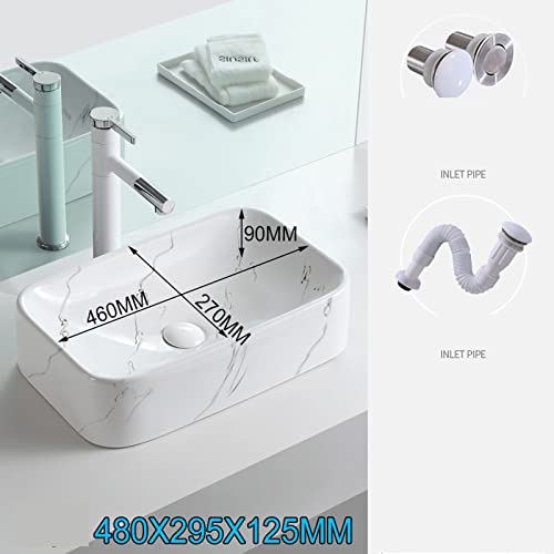 Lavabo rectangular de cerámica blanca de 48 cm para el cuarto de baño familiar moderno 3