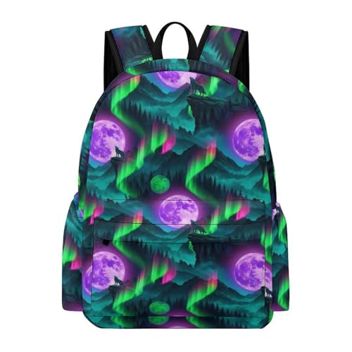 Sac à dos Cool Wolf Hurlement de Pleine Lune grand sac à dos décontracté et léger pour livres R