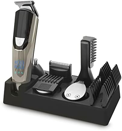 Oacvien Beard Trimmer for Men, 6 in 1 Men's Hair Clippers, Cordless Electric Hair Clippers, Waterproof Nose Hair Trimmer with LED Display and USB Charging for Home Haircut, Barber Shop, Easy to Use