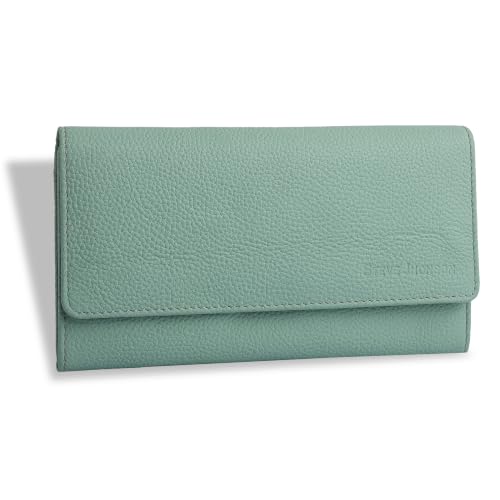 Image of Steve Jhonson Leather Wallet for Women - Mini Hand Purse with Card Holder - Women Stylish Clutch Purse - Cute Mini Ladies Wallet for Daily Use - Fancy Ladies Purse with Slim Design (Light Green)