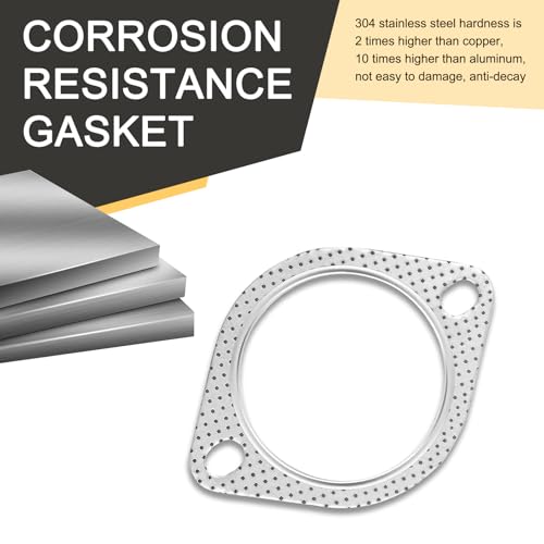 Image of Eratus 2 PCS Car Exhaust Pipe Interface Gasket, 5.33 inch Length 3.92 inch Width 3.05 inch ID Dual Hole Tinplate Graphite Dual Hole High Temperature High Pressure Flange Gasket, for Most Car Models (Silver)