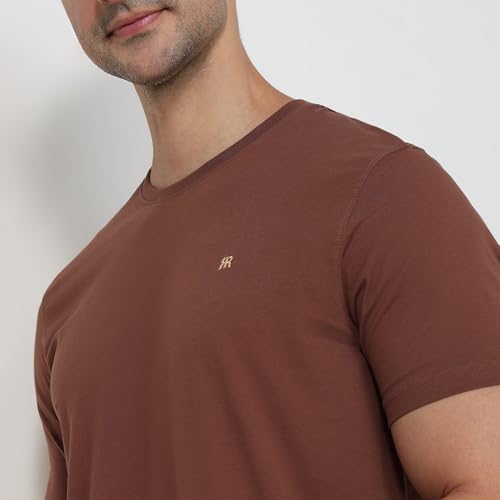 Image of Raymond Men Regular Fit Solid Pattern Pure Cotton Crew Neck Half Sleeve Casual T-Shirt