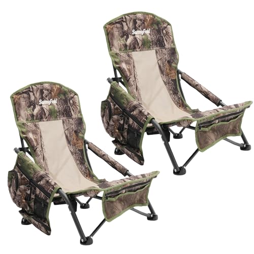 SUNNYFEEL Turkey Hunting Chair, Hunting Blind Chair, Portable Camping Chair with Mesh Back, Storage Pocket and Carry Bag for Hunting Fishing Outdoor Travel Picnic Shooting, 2 Pack
