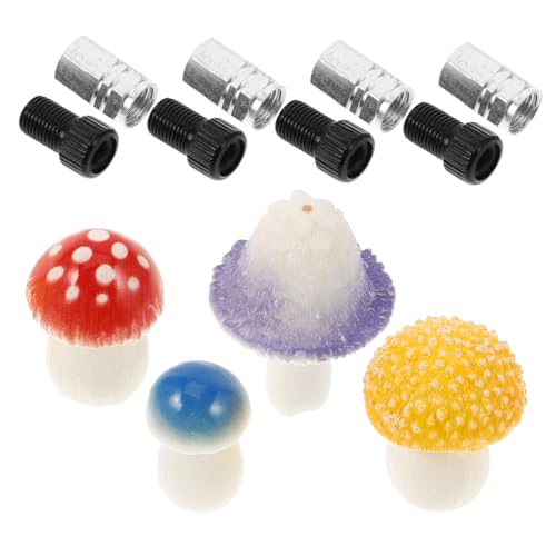 Totority Cute Decorative Tire Valve Caps 4pcs Mini Mushroom Valve Stem Caps for Car Bicycles Decorations