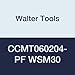 Walter Tools CCMT060204-PF WSM30 Carbide Tiger-Tec Positive Indexable Turning Insert, 1/64" Corner Radius, 1/4" IC, 3/32" Thick, 0.012" - 0.078" Depth of Cut (Pack of 10)