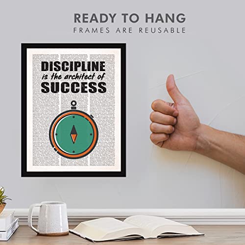 Image of Chaka Chaundh Engineered Wood - Discipline Quotes Poster Frame - Discipline Wall Framed Poster - Motivational Quotes Frames For Office, Home, Student (11 X 14 Inches)