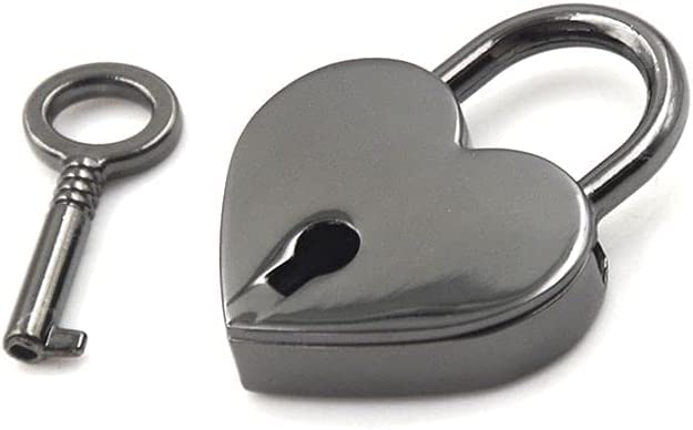 Cadeado de coração prata Love Lock, cadeado de amor personalizado em forma de coração gravado cadeado de coração para namorados, casamento, aniversário, mini cadeado com chave para caixa de joias
