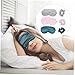 Ipetboom Japanese Characters Sleep Eye Mask Set Satin Blackout for Women Night Sleep Protection Hair Ring