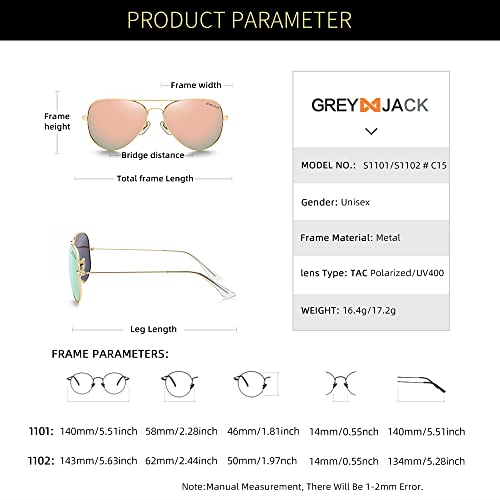 Image of grey jack Polarized Aviator Sunglasses lightweight Stylish Glasses for Men Women UV Protection S110102