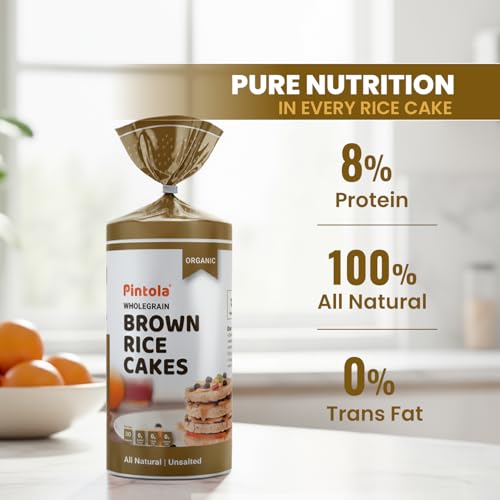 Image of Pintola Organic Brown Rice Cake All Natural Unsalted (130g x 4) | Gluten-Free Snack | 9 Wholegrains | Low Fat | 30 Calories per Cake | Soy & Yeast Free | Healthy Snack for Weight Loss (Pack of 2)
