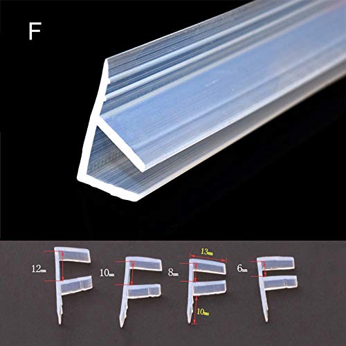 2M Ducha de goma del sello de la tira de silicona ventana deslizante Seal Soundproof Puerta Tiempo Tiras F/T/h/Corner for baño de cristal sin marco (Color : Black+White, Width : 12mm)