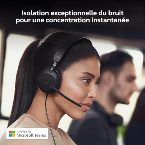 Jabra Evolve2 40 SE MS Mono Micro casque sur oreille filaire USB C USB A isolation acoustique Certifié pour Microsoft Teams - vue 4