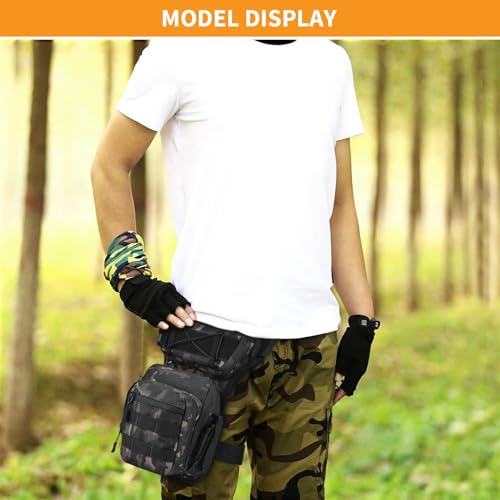 Miniatura 6 de Huntvp Bolsa De Pierna Bolsa Táctical Militar Impermeable Para Correr Senderismo Ciclismo Camping Caza, Tipo 2-Camuflaje
