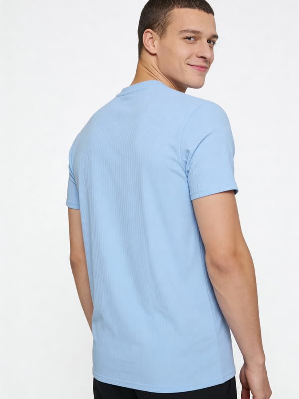 Image of Poly Cotton Frill Round Neck T-Shirt for Men | |