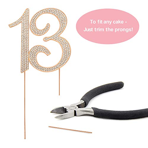 13 Cake Topper - Premium Rose Gold Metal - 13Th Birthday Party Sparkly Rhinestone Decoration Makes A Great Centerpiece - Now Protected In A Box #TOP4