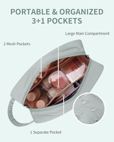 Image of Narwey Quilted Makeup Bag Puffy Make up Bag Cosmetic Bag Organizer, Puffer Travel Toiletry Bag for Traveling Women Girl, Travel Bag for Toiletries, Skincare Medicine Bags (Sage Green)