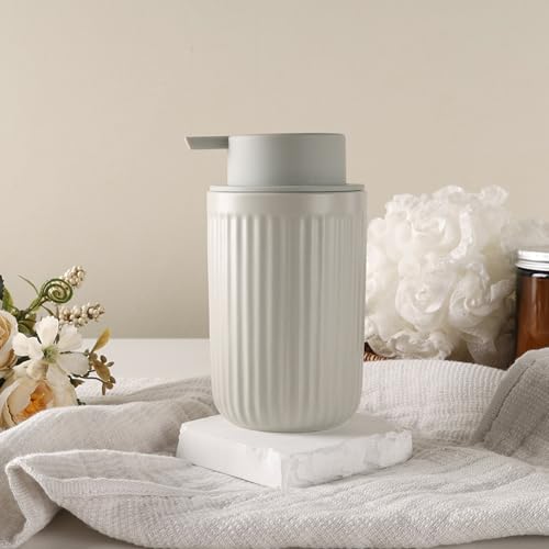 Image of BosilunLife Grey Soap Dispenser Set - 2 Pack 12oz Ceramic Dish Soap Dispenser with Rust Proof Pump for Kitchen, Hand Soap and Lotion Set Suitable for Farmhouse Bathroom Decor
