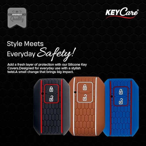 Image of Keycare Silicone Key Cover Compatible for Glanza, Urban Cruiser Taisor, Rumion, Urban Cruiser Hyryder 2 Button Smart Key (Blue)