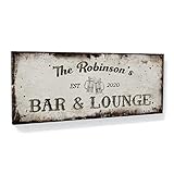 Sense Canvas Letrero de bar personalizado de metal blanco, arte en lienzo - Decoración del hogar, impresión artística de pared, póster pequeño de 20 x 8 / 0.75 pulgadas