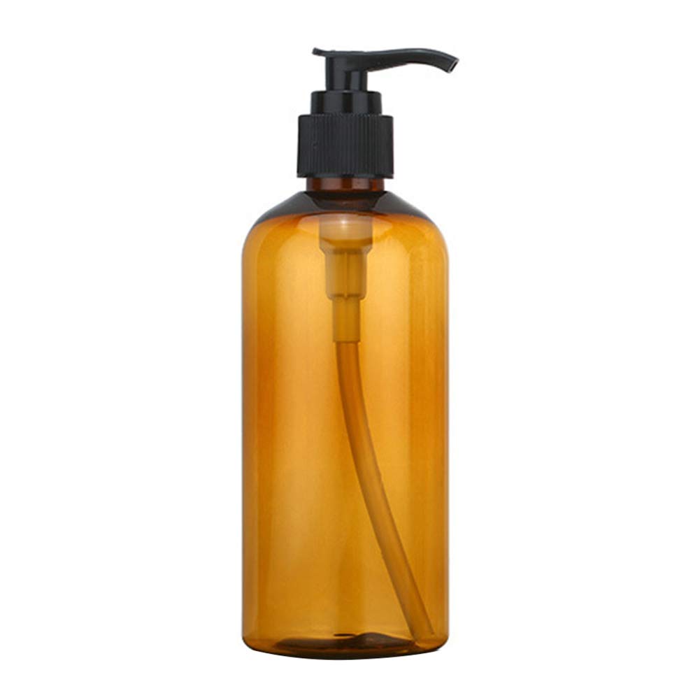 Danigrefinb Empty Refill Refillable Bottle Dispenser Container 100/200/300ml Lotion Shower Gel Empty Refill Pump Bottle Soap Holder Dispenser(Brown 300ml)