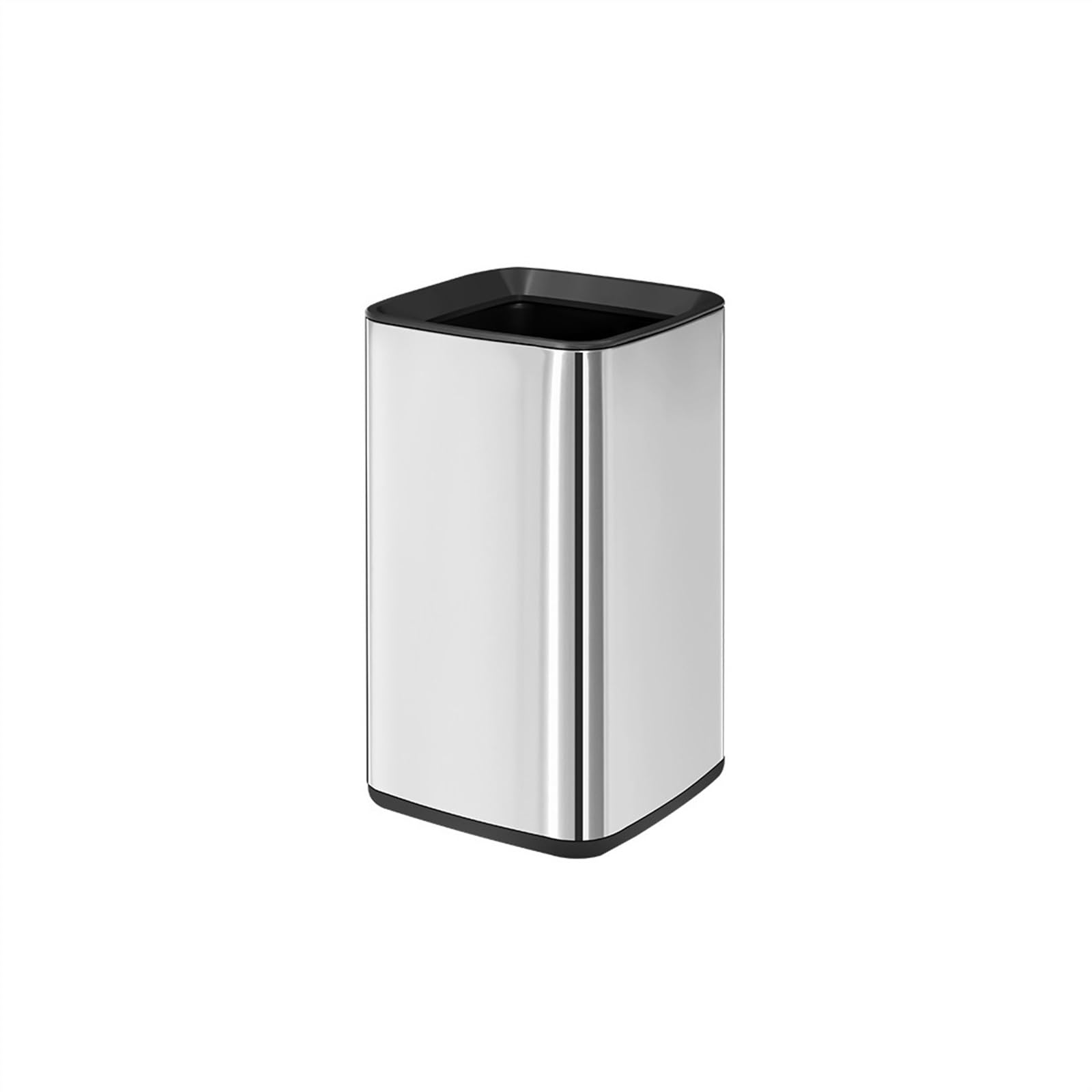 Kitchen Trash Can Stainless Steel Trash Can, Open Top Trash Can, Square Kitchen Trash Can. Suitable for Home Kitchen Office Waste Paper Basket Garbage Can (Metallic)