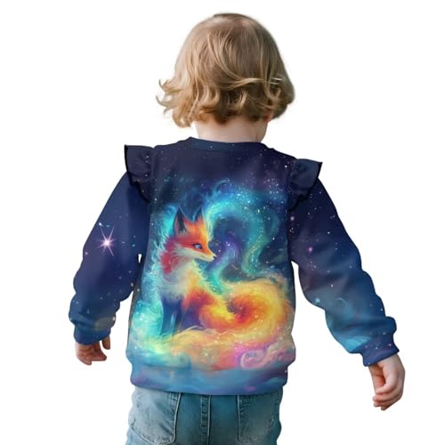 Ruffle Shoulder Sweatshirt for Girls 1-8Y Kids Graphic T-Shirts Galaxy Sweaters Crewneck Pullover Tops2