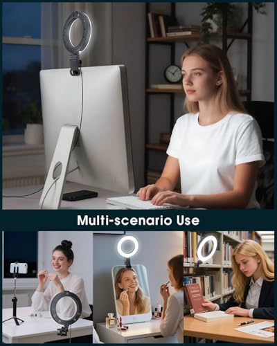 Ringlicht für Computer-Videokonferenz – Webcam-Licht für Monitor, Clip, Fernarbeit, Entfernung, Lernen, Zoom, Anruf, Selbstübertragung und Live-Streaming, Influencer-Licht, Laptop, Videokonferenzen 4