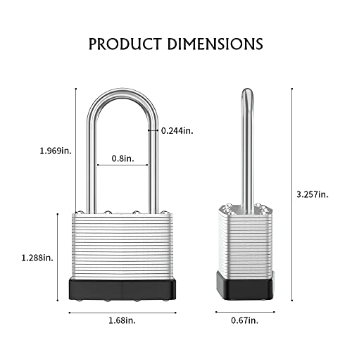 Cincinno 40Mm Keyed Alike Nickel Plated Laminated Steel Padlock, 1-9/16" Wide Body 2-Inch Long Shackle Padlocks With Keys Pack Of 12 #TOP1
