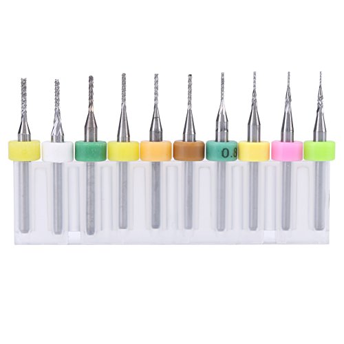 Image of 10pcs 0.5 /0.6 /0.7 /0.8 /0.9 /1.0 /1.1 /1.2 /1.3 /1.4mm Tungsten Carbide PCB End Mill Engraving Bits Cutter 1 /8 inch Shank fraeser CNC Aluminium end Mill Brocas Buriladoras Brocas Buriladoras