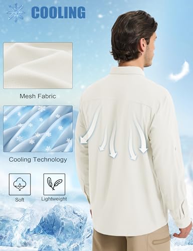 MAGCOMSEN Men's Sun Protection Fishing Shirts UPF 50+ UV Quick Dry Long Sleeve Button Down Shirts Safari Hiking Travel2