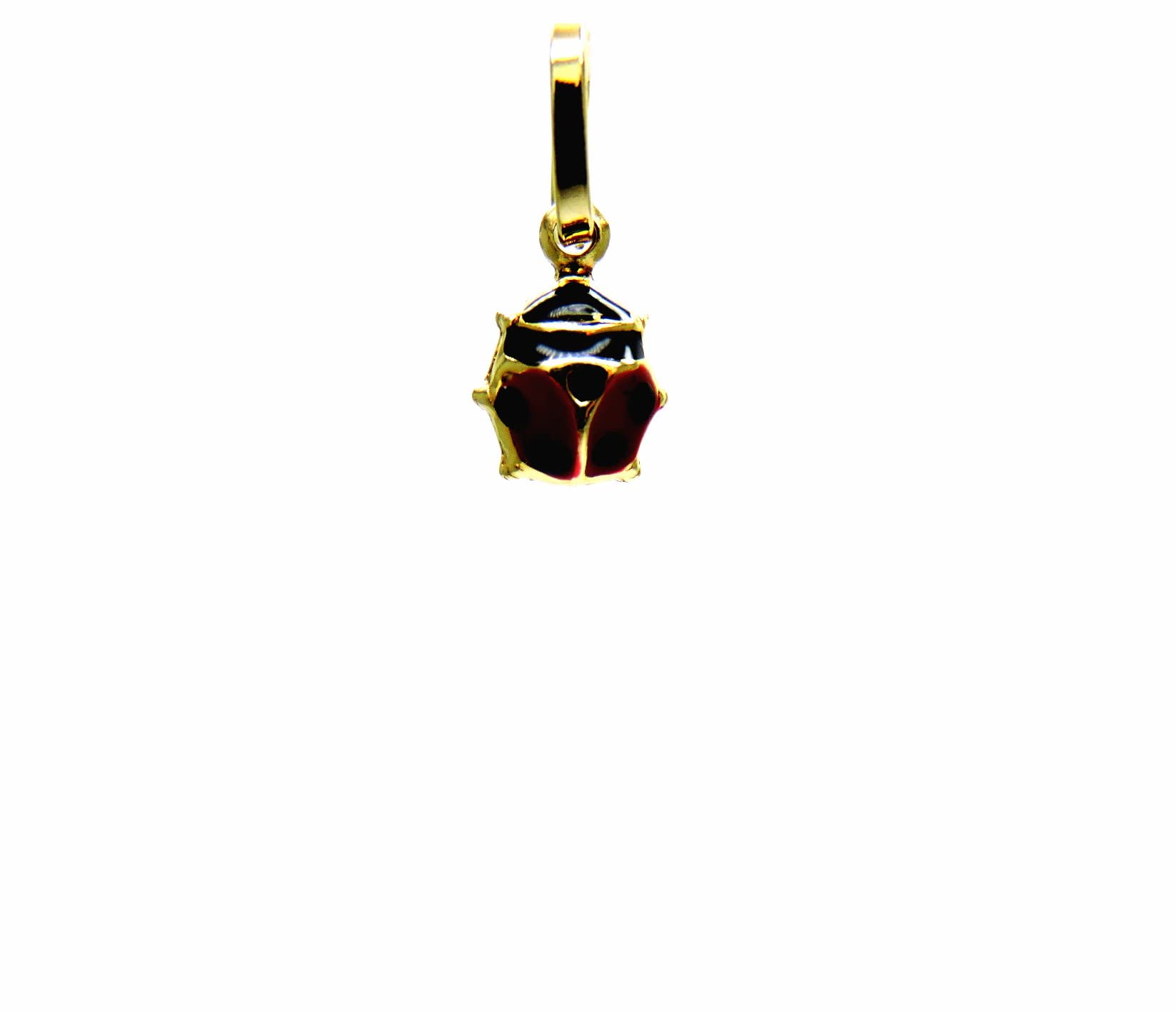 Ciondolo Oro Giallo 18kt (750) Pendente Piccola Coccinella Smaltata Rossa Mini Charms Ragazza Bambina